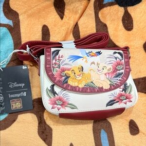 Loungefly Disney Lion King Floral Crossbody Bag - Red and Cream